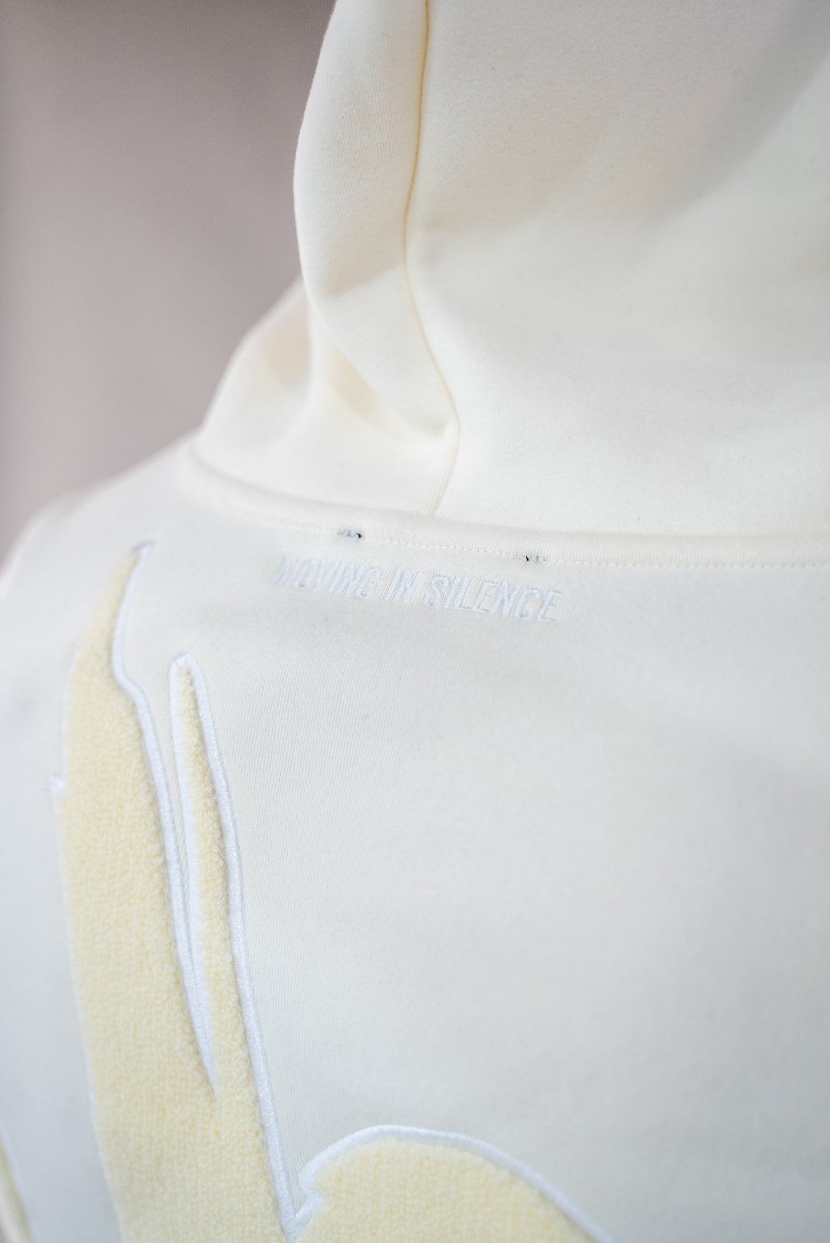 Cream/Off White Hoodie " Moving In Silence " Collection
