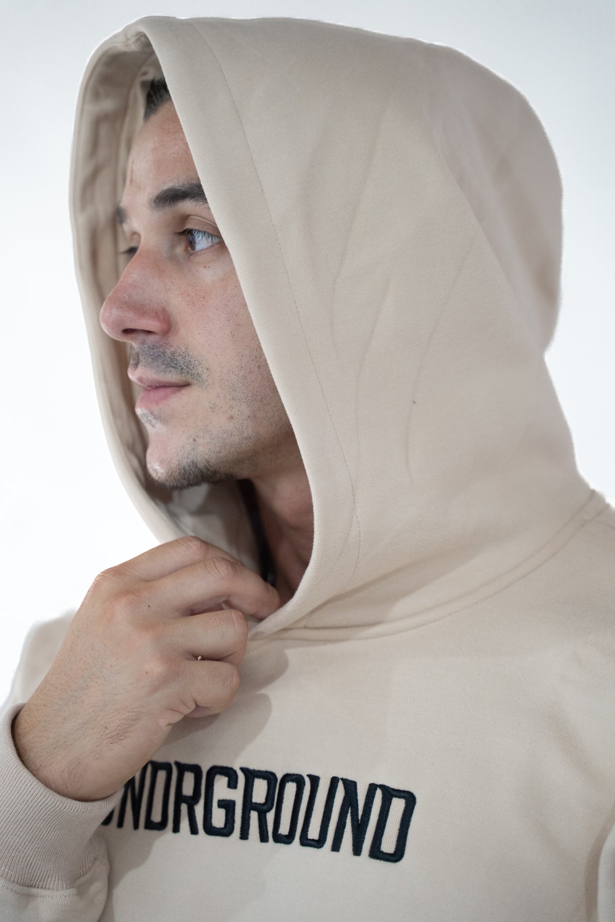 Tan/Black Hoddie " Moving In Silence " Collection