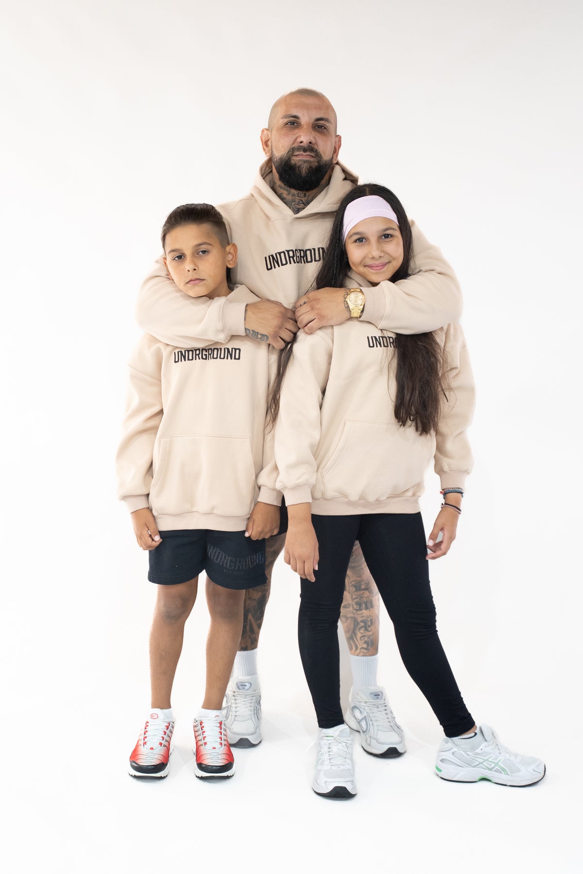 Kids Tan/Black " Moving In Silence " hoodie