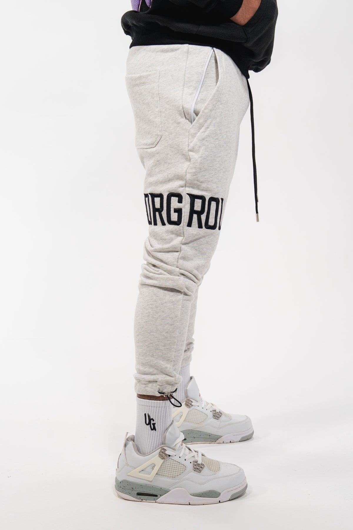 Grey 3D Embroidered Trackpants