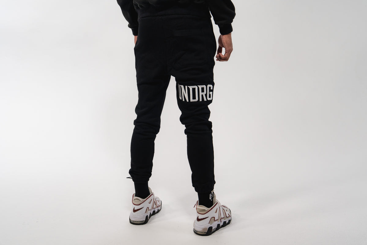 Black 3D Embroidered Trackpants