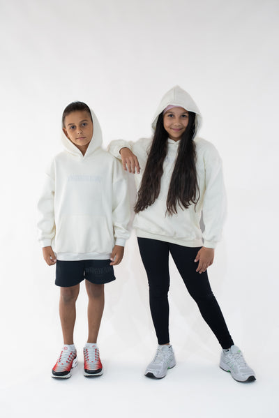 Kids White/Cream " Moving In Silence " Hoodie