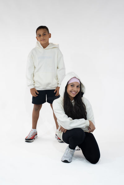 Kids White/Cream " Moving In Silence " Hoodie