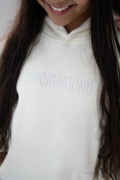 Kids White/Cream " Moving In Silence " Hoodie