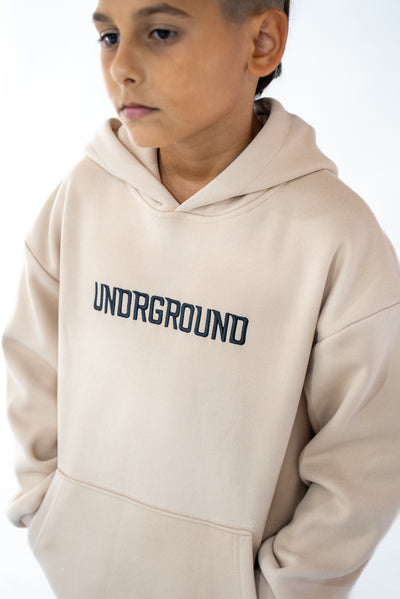 Kids Tan/Black " Moving In Silence " hoodie
