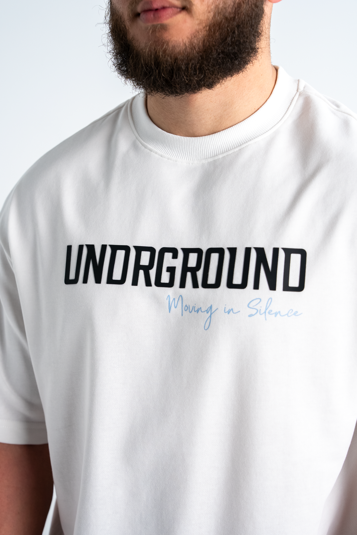 MOVING IN SILENCE TEE x SNOW/BLUE
