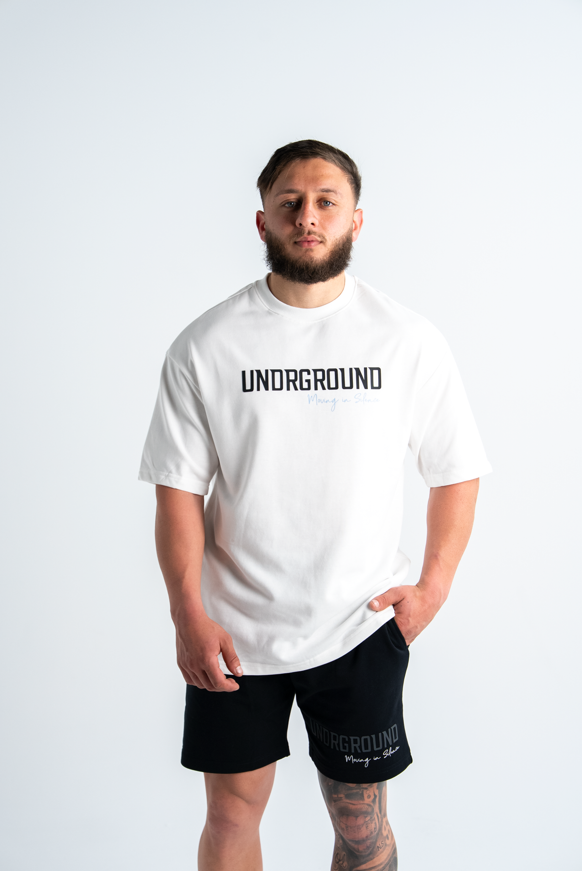 MOVING IN SILENCE TEE x SNOW/BLUE